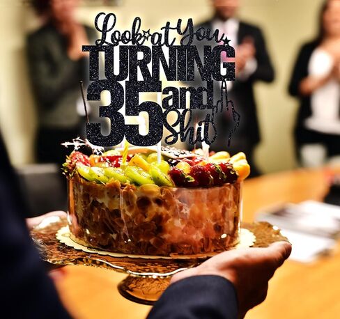 Look at You Turning 45 & Sh*t Cake Topper, Funny 45th Cake Topper for Men Women, Happy 45th Birthday Anniversary Party Decorations Supplies in Kuwait