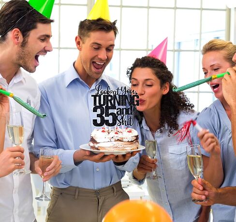 Look at You Turning 45 & Sh*t Cake Topper, Funny 45th Cake Topper for Men Women, Happy 45th Birthday Anniversary Party Decorations Supplies in Kuwait