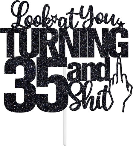 Look at You Turning 45 & Sh*t Cake Topper, Funny 45th Cake Topper for Men Women, Happy 45th Birthday Anniversary Party Decorations Supplies in Kuwait