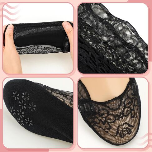 10 Pairs Lace Ankle Socks Women's Lace No Show Socks Ruffle Socks Low Cut Non Slip Casual Socks for Summer Women(Low Cut) in Kuwait