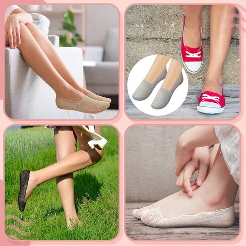 10 Pairs Lace Ankle Socks Women's Lace No Show Socks Ruffle Socks Low Cut Non Slip Casual Socks for Summer Women(Low Cut) in Kuwait