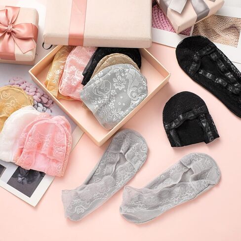 10 Pairs Lace Ankle Socks Women's Lace No Show Socks Ruffle Socks Low Cut Non Slip Casual Socks for Summer Women(Low Cut) in Kuwait