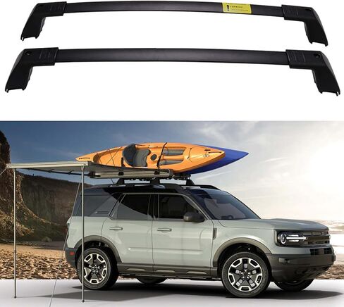 حامل سقف بقضبان متقاطعة 265LBS ​​مناسب لـ Ford Bronco Sport 2021-2023 Base & 2021-2024 Big Bend & 2021 Outer Banks & 2023 Heritage Edition & 2024 Heritage & 2024 ملحقات شريط البضائع ذات العجلات المجانية in Kuwait