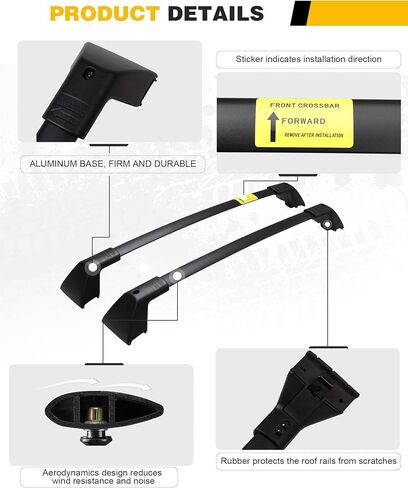 حامل سقف بقضبان متقاطعة 265LBS ​​مناسب لـ Ford Bronco Sport 2021-2023 Base & 2021-2024 Big Bend & 2021 Outer Banks & 2023 Heritage Edition & 2024 Heritage & 2024 ملحقات شريط البضائع ذات العجلات المجانية in Kuwait