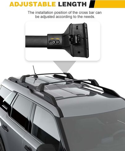 حامل سقف بقضبان متقاطعة 265LBS ​​مناسب لـ Ford Bronco Sport 2021-2023 Base & 2021-2024 Big Bend & 2021 Outer Banks & 2023 Heritage Edition & 2024 Heritage & 2024 ملحقات شريط البضائع ذات العجلات المجانية in Kuwait