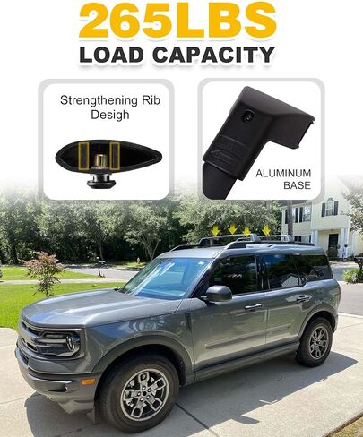 حامل سقف بقضبان متقاطعة 265LBS ​​مناسب لـ Ford Bronco Sport 2021-2023 Base & 2021-2024 Big Bend & 2021 Outer Banks & 2023 Heritage Edition & 2024 Heritage & 2024 ملحقات شريط البضائع ذات العجلات المجانية in Kuwait