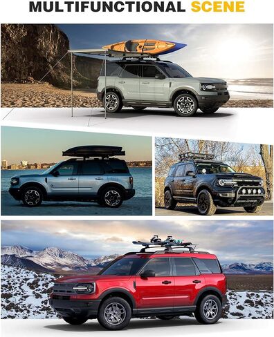 حامل سقف بقضبان متقاطعة 265LBS ​​مناسب لـ Ford Bronco Sport 2021-2023 Base & 2021-2024 Big Bend & 2021 Outer Banks & 2023 Heritage Edition & 2024 Heritage & 2024 ملحقات شريط البضائع ذات العجلات المجانية in Kuwait