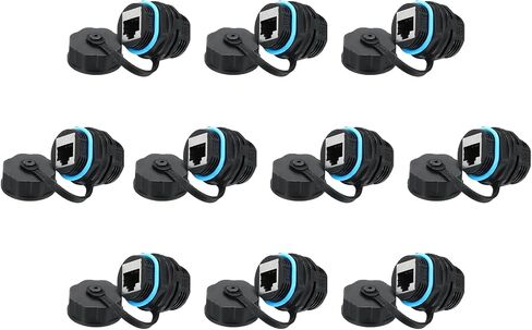 MECCANIXITY RJ45 وصلة تركيب لوحة، IP68 محمية لوحة صناعية مثبتة على حاجز إيثرنت LAN تمر عبر موصل CAT6/CAT5E/CAT5، حزمة من 2 in Kuwait