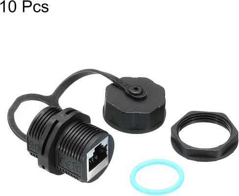 MECCANIXITY RJ45 وصلة تركيب لوحة، IP68 محمية لوحة صناعية مثبتة على حاجز إيثرنت LAN تمر عبر موصل CAT6/CAT5E/CAT5، حزمة من 2 in Kuwait
