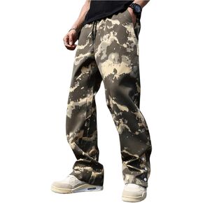 GORGLITTER Men's Camouflage Pants Button Straight Leg Drawstring Pants