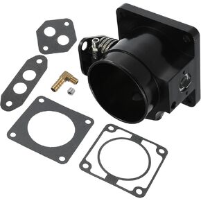 Throttle Body Assembly, 75mm Auto Throttle Body Actuator Aluminum Alloy Silver Tone Black, 1 Set