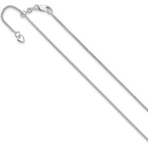 Avariah 14K White Gold Adjustable 1.35mm Round Box Chain - 22" - Made In Italy