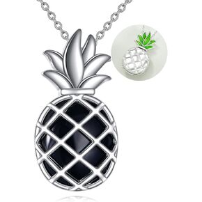 YFN Pineapple Necklace with Obsidian, Reversible Design, Pineapple Pendant Jewelry Gifts for Men Women