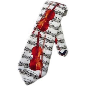 Steven Harris Mens Violin Sheet Music Necktie - White - One Size Neck Tie