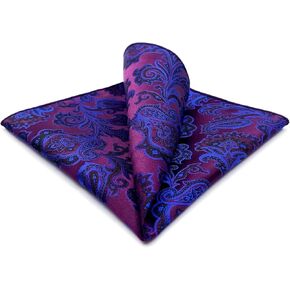 SHLAX&WING Mens Pocket Square Purple Geomitric Handkerchieves Silk Hanky