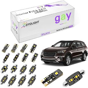 PL2010A Replacement for Hyundai Santa Fe 2013-2018 LED Interior Light kit, 6000K White Dome Lights Accessories Package + License Plate Light Bulbs Upgrade (11 Bulbs)