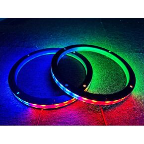 4 قطع 8 بوصات مكبر صوت LED للسيارة مجموعة إضاءة تزيينية لون الأحلام سلسلة تدفق فاصل فاصل ضوء مكبر صوت محوري تطبيق بلوتوث وجهاز تحكم عن بعد (4)