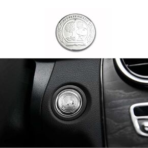 الفضة AMG زر تشغيل المحرك زر التحكم المركزي مقبض التبديل ملصقات شعار معدني معدل غطاء ملصق مناسب لـ A B C E S M CLA GLE GLK GLA ML GL فئة 36 مم