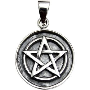 COSUMOSU 925 Sterling Silver tetragrammaton Pentacle Star Pendant Charm Eliphas Levi's Pentagram, Snake, smoke, Flower (Smoke)