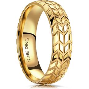 King Ring 6mm Tire Ring – Stainless Steel Ring for Men & Women, Car Racer & Biker Groove Tread Ring – Designed in USA