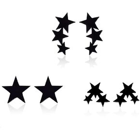 3 Pairs Black Stainless Steel Stud Earrings for Women 7mm Tiny Star Stud Earrings for Men