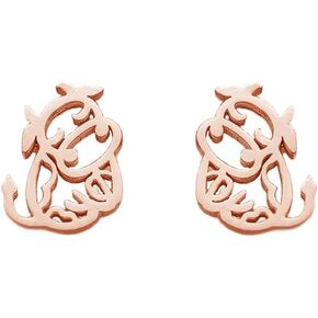 Minimalist Cow Small Stud Earrings Stainless Steel for Women Men Cute Cattle Hollow Animal Cartilage Pierced Hypoallergenic Tiny Huggie Studs Earring Fashion Jewelry Gifts