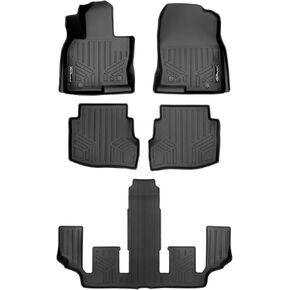 SMARTLINER 3 Row Floor Mat Liner Set Compatible with 2020-2021 Mazda CX-9 with 2nd Row Bucket Seats Without Center Console