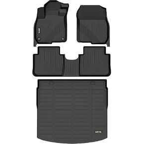 AIPOIL® Floor Mats & Cargo Liner Set for 2017-2022 Honda CRV (Deck in Upper Position) All Weather Protection TPE Anti-Slip Automotive Full Set Custom CR-V Car Mats Accessories - Black