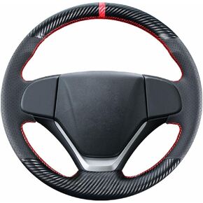 Carbon Fiber Microfiber Leather Steering Wheel Cover DIY Hand-Stitch Wrap Fit for Honda CRV CR-V 2012 2013 2014 2015 2016/ Crider 2013 2014 2015 2016 2017 Black Interior Accessories in Saudi Arabia