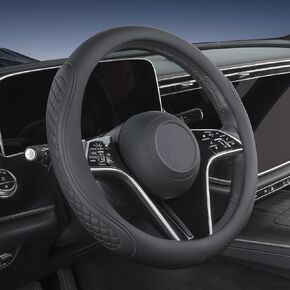 Steering Wheel Cover Women Men Compatible with Jeep Wrangler JL JK Grand Cherokee Gladiator Cherokee Renegade Compass Patriot Commander Liberty Trailhawk 4XE SUV Accessories, Black