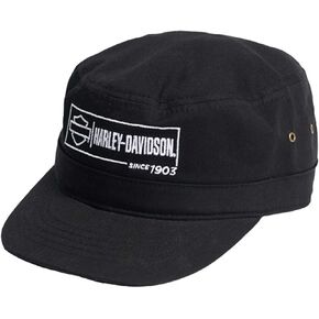 Harley-Davidson Men's Label Lockup Adjustable Closure Twill Painter's Hat- Black