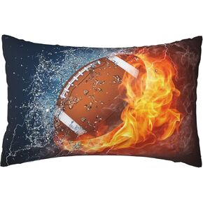 30" x 20" Basketball Throw Pillow Case Cover for Boys Room, Cool Sports-Themed Pillowcase with Printed Fire and Water Pattern, Decorative Cushion Cover for Kids Teens Men Bedroom Couch Room Decor