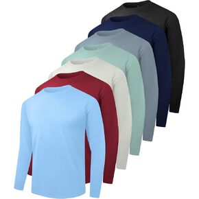 6/7 Pack Men Dry Fit Workout Long Sleeve Athletic Gym UPF SPF UV Sun Protection Quick Dry Lightweight Shirts