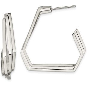 ليكس ولو الفولاذ المقاوم للصدأ مصقول هندسية بوست J هوب الأقراط in Kuwait