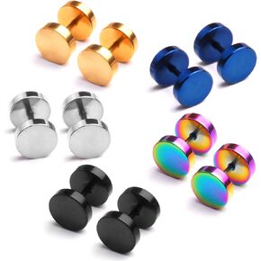 4-6 Pairs Dot Stud Earrings & Small Hoop Huggie Earrings for Men Women, Punk Style 316L Surgical Steel Earrings Gift for Her or Him