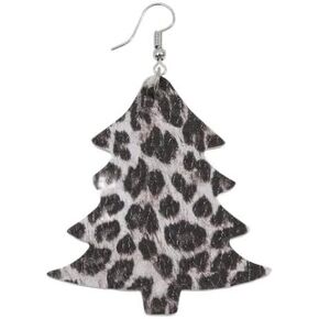 Leopard Christmas Tree Drop Earrings