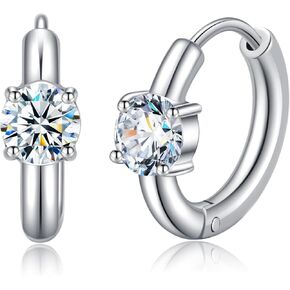 Birthstone Cubic Zirconia Huggies Earrings for Women, 316L Stainless Steel Birthstone Small Hoop Earrings Hypoallergenic 5A Round Gemstone Earrings Dainty Birthday Jewelry Gifts