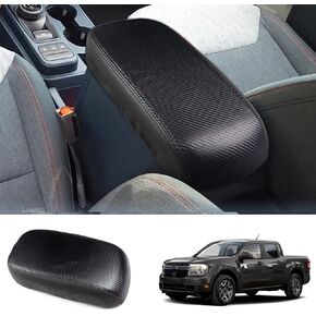 2022 2023 2024 Maverick Armrest Cover for Frod Maverick Console Armrest, Waterproof&Scratch-Resistant Leather Center Console Cover for 2023 2024 Maverick Accessories (Black-Carbon Fiber)