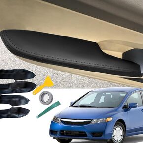 4Pcs Door Armrest Panel Cover for 8th Gen Honda Civic 2006-2011,Car Interior Door Armrest,Panels Leather Cover Trim for 2006 2007 2008 2009 2010 2011 Honda Civic Accessories (Black)