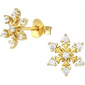 925 Sterling Silver Crystal Snowflake Stud Earrings, Sold as a Pair