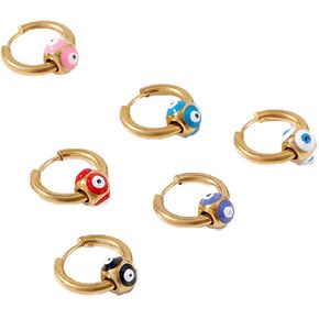 Evil Eye Hoop Earrings For Women Men Silver Gold Stainless Steel Plated Trendy Small Dainty Cute Colorful Evil Eye Hoops Earrings Set Non Tarnish Jewelry For Her Him in Kuwait