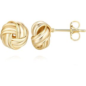 14K Gold Stud Earrings for Womens Stud Earrings Small Round Knot Earrings Studs Twisted Hypoallergenic Earrings