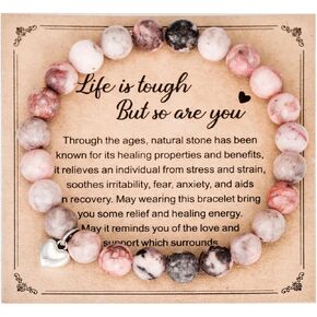 Kivosliviz Healing Bracelet for Women Health Anxiety Get Well Soon Gifts Pink Breast Cancer Support Bracelets