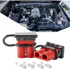 UGSHY 2 PCS Forklift Plug Wire Connector, IP66 50A Cable Quick Connect/Disconnect Harness Plug Kit with Dust Cover, Cable Terminal Harness Plug Set, Universal for Trailer ATV Car Winch (Red)