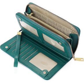 GOIACII Wallet for Women RFID ladies Credit Card Wallet Bifold Travel Wristlet Long Purse Embossed Flowers Leather Black