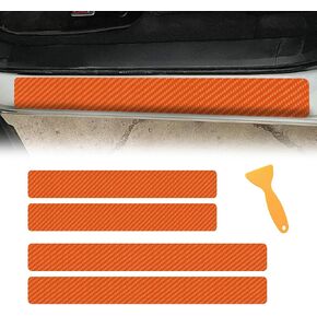 4PCS Car Door Sill Protector, Car Door Threshold Protection, Door Steps Covers Scratch Pad Protective Films, Carbon Fiber Welcome Pedal Scratch Cover Sticker Suitable for Car SUV Truck (White)