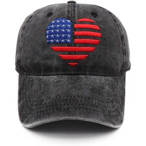 American Flag Hats US Hat for Women Men Heart Baseball Cap Vintage Washed Cotton Dad Hat