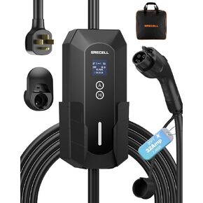 GRECELL EV Charger Level 2 - ETL Certified, Portable Electric Vehicle Charger, 32 Amp 240 Volt 25 FT Cable, EV Charger for J1772 EVs with NEMA 14-50 Plug Current Adjustable and Reservation Charging