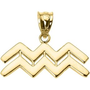 14K White Gold Aquarius Zodiac Astrological Sign Charm Personalized Pendant