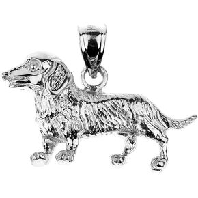 Claddagh Gold Polished 925 Sterling Silver Weiner Dog Dachshund Charm Pendant